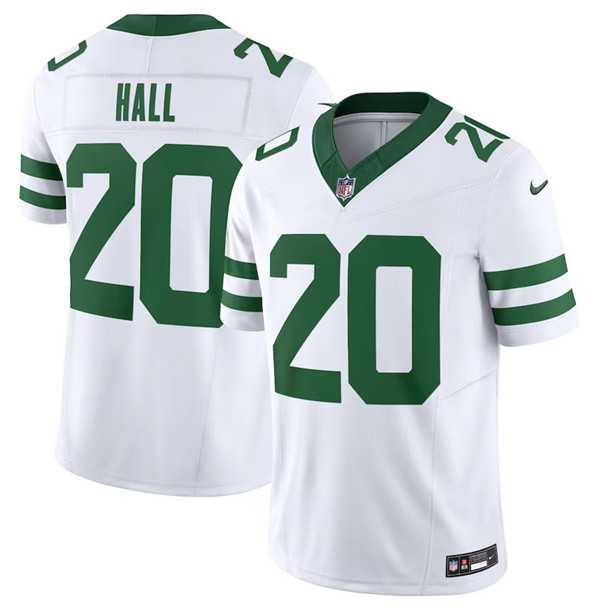 Mens New York Jets #20 Breece Hall White 2023 F.U.S.E. Vapor Limited Throwback Stitched Football Jersey